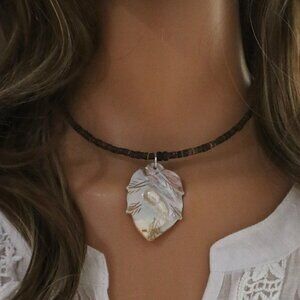 Choker Necklace Coconut Heisi‎ Beads & Mother of Pearl One Size Adjustable